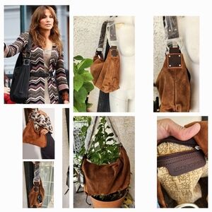 EllingtonBrown Soft Suede Leather Hobo Shoulder Bag‎